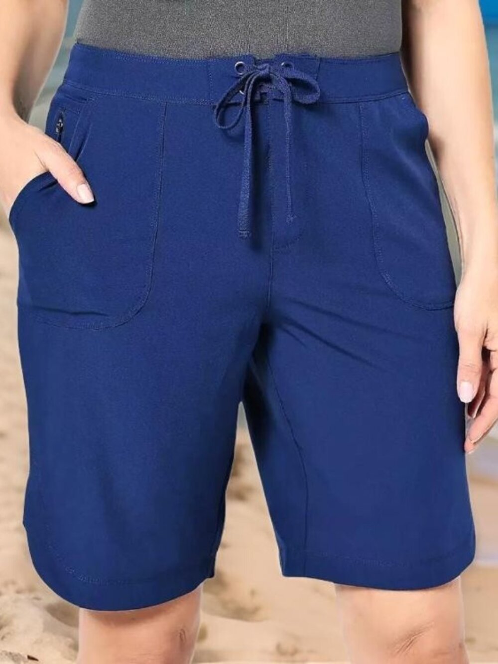 Shorts 5X Zuda Z-Cool Pull On Straight Leg Pockets Blue Plus Size 9.5" Inseam